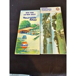 VINTAGE 1976 & 1969 Gulf Station New York/New Jersey & Eastern United States Map